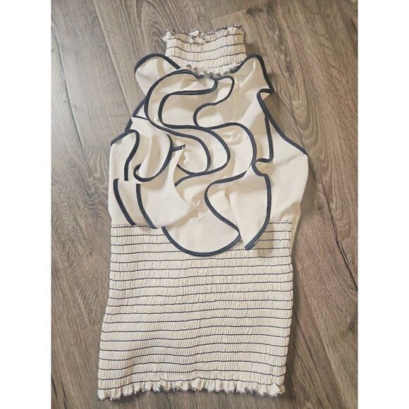 LULY K Ruffled Smocking Sleeveless Blouse Women's Size Medium - Picture 1 of 4